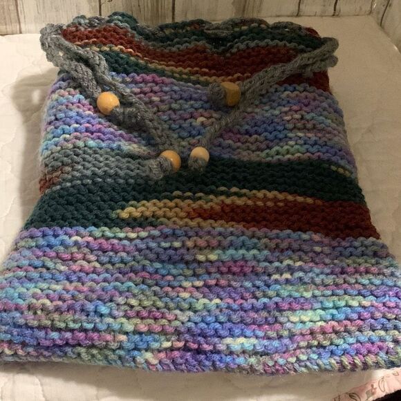 Handmade Colorful Crochet Knit Drawing Handbag - Picture 14 of 16
